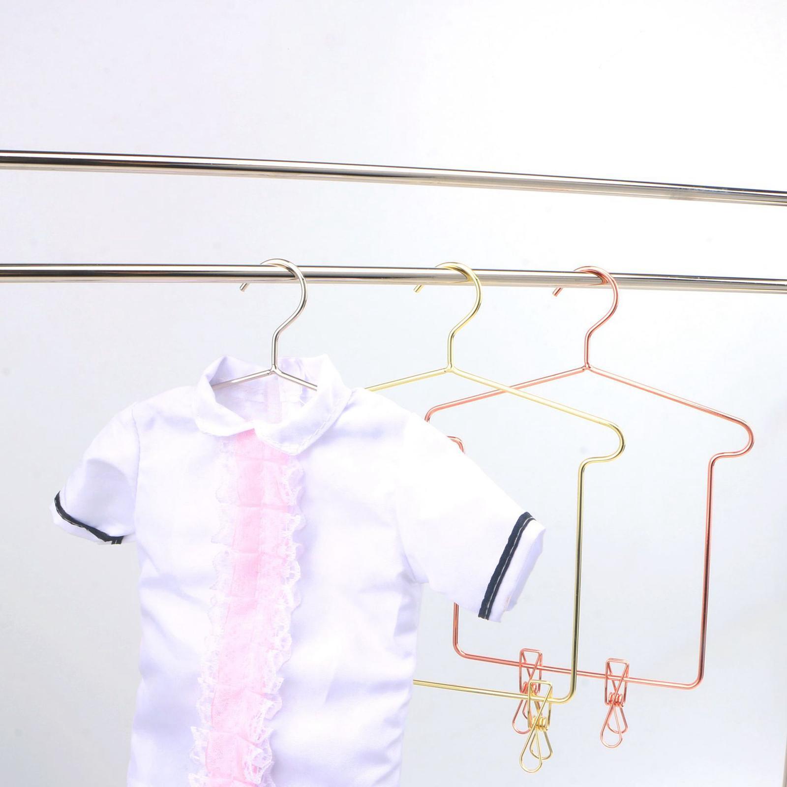 5x 1/3 BJD Dolls Clothes Hanger with Pants Clips Doll House Clothing Rack