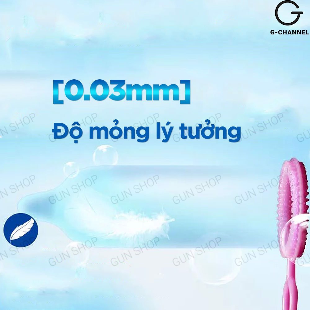 [Hộp 10 cái] Bao cao su Gun Super Ultra Thin - Siêu mỏng 0.03mm kèm 1 bcs Gun Super Ultra Thin