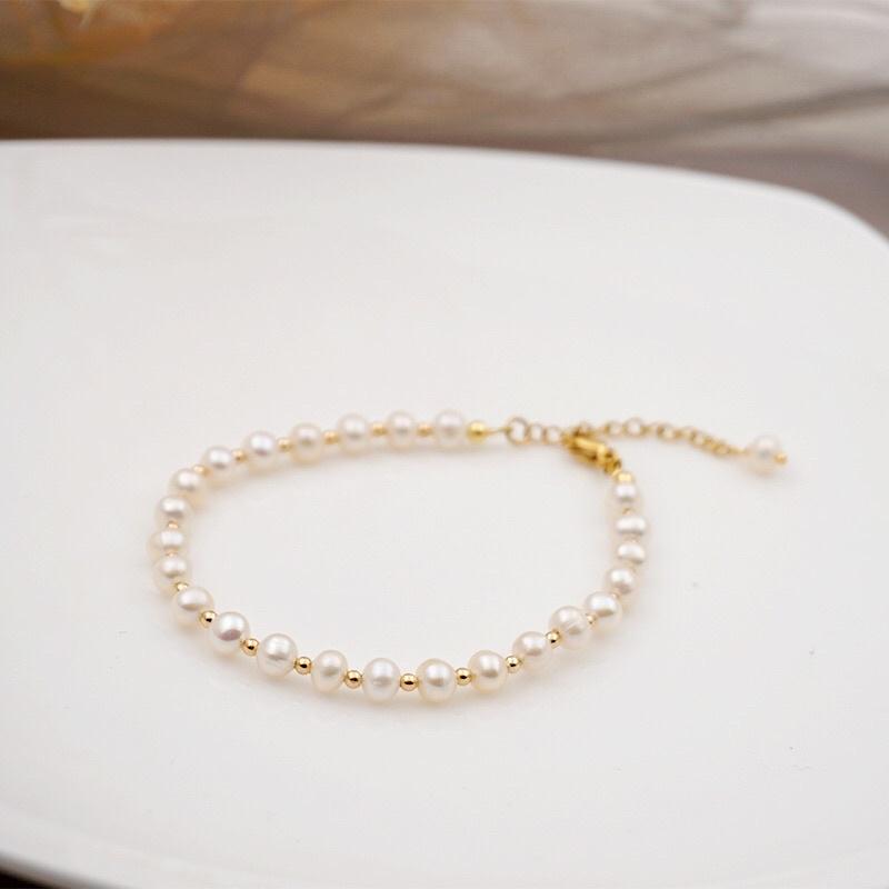 Vòng Tay Hạt Size 6-7ly Mix Bi Titan, Vòng Tay Ngọc Trai Nước Ngọt Tự Nhiên - Ngọc Trai Trường Thịnh