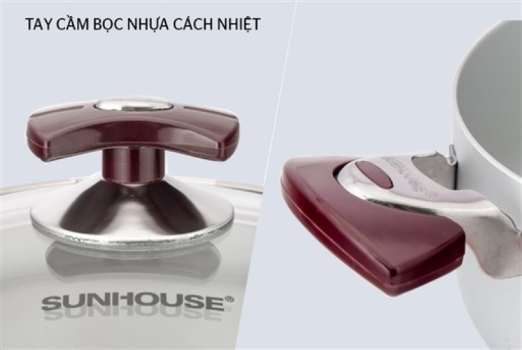 Bộ 3 Nồi Anod Vung Kính Sunhouse SH8833EB Trắng Bạc