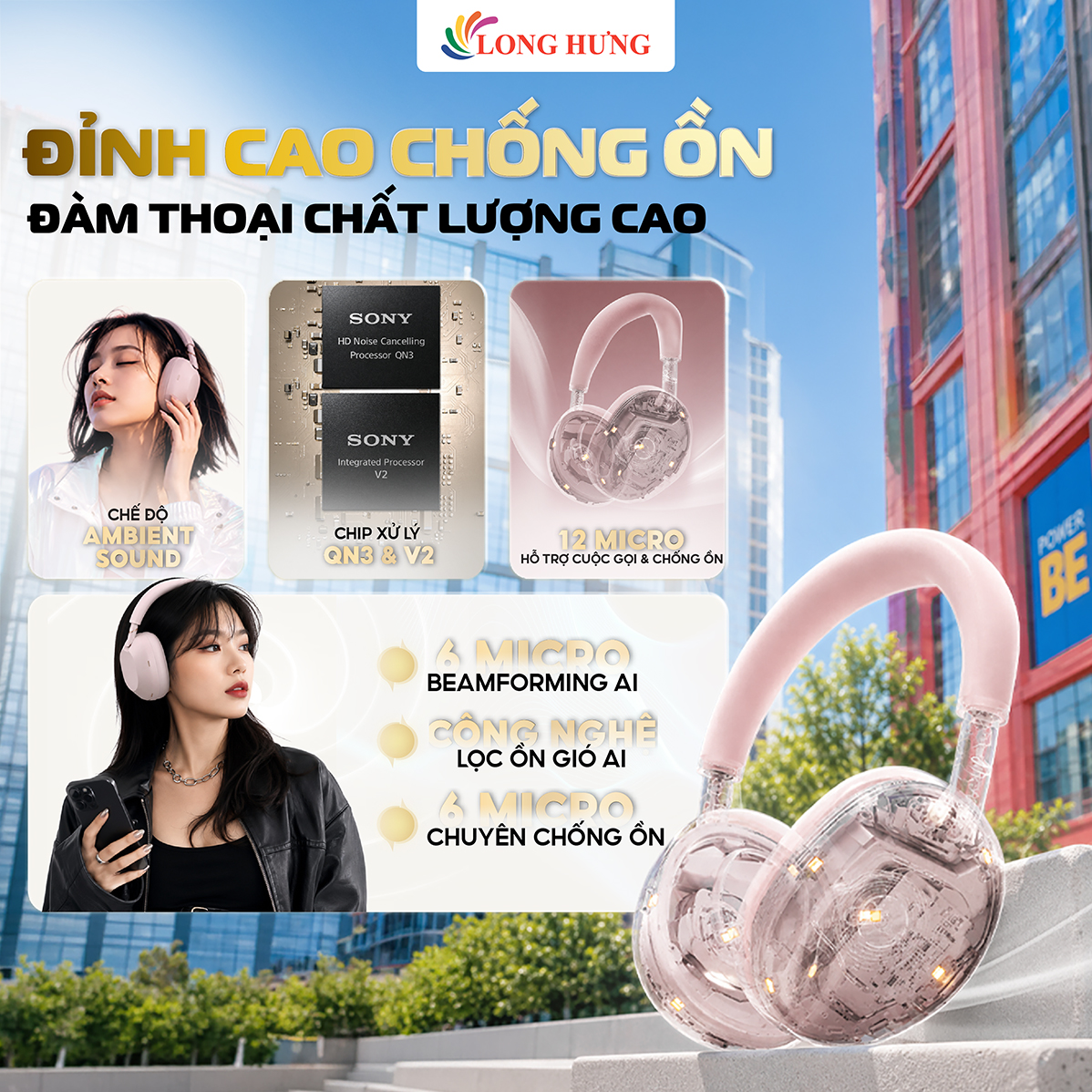 Tai nghe chụp tai Bluetooth Sony WH-1000XM6 - Hàng chính hãng