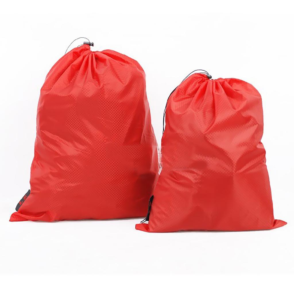2 PiecesWaterproof Drawstring Storage Bag Stuff Bag for Clothes Shoes Red
