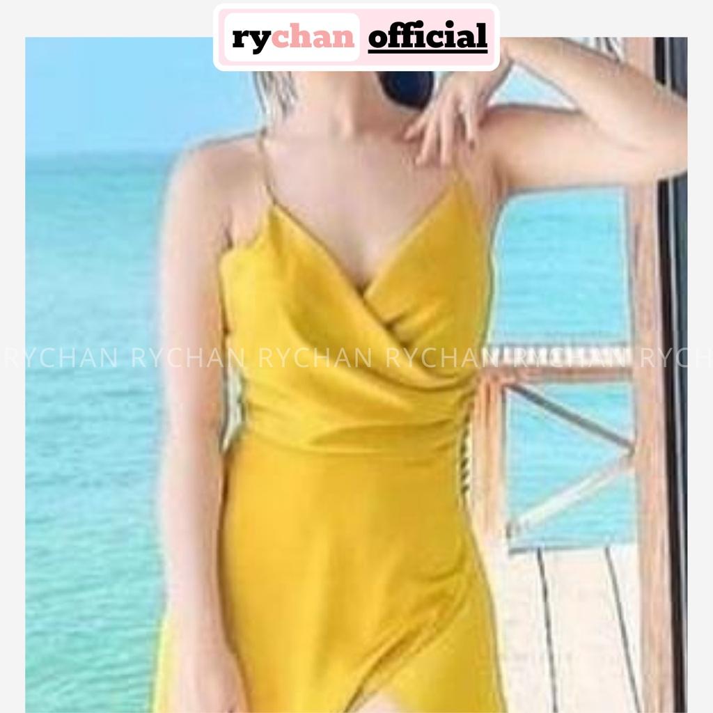 FREESHIP Đầm Maxi Vàng Đắp Chéo Xẻ Tà Đan Lưng Siêu Sexy KIMGIA DS