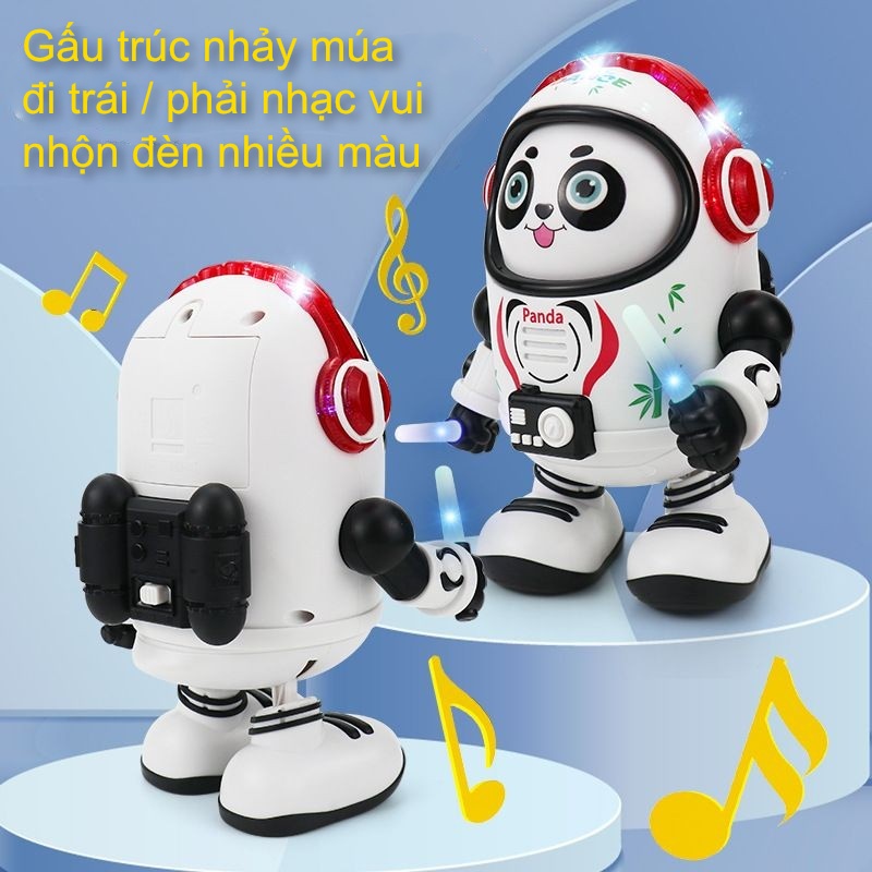 Robot nhảy múa vui nhộn theo nhạc đèn led đồ chơi gấu trúc loại lớn