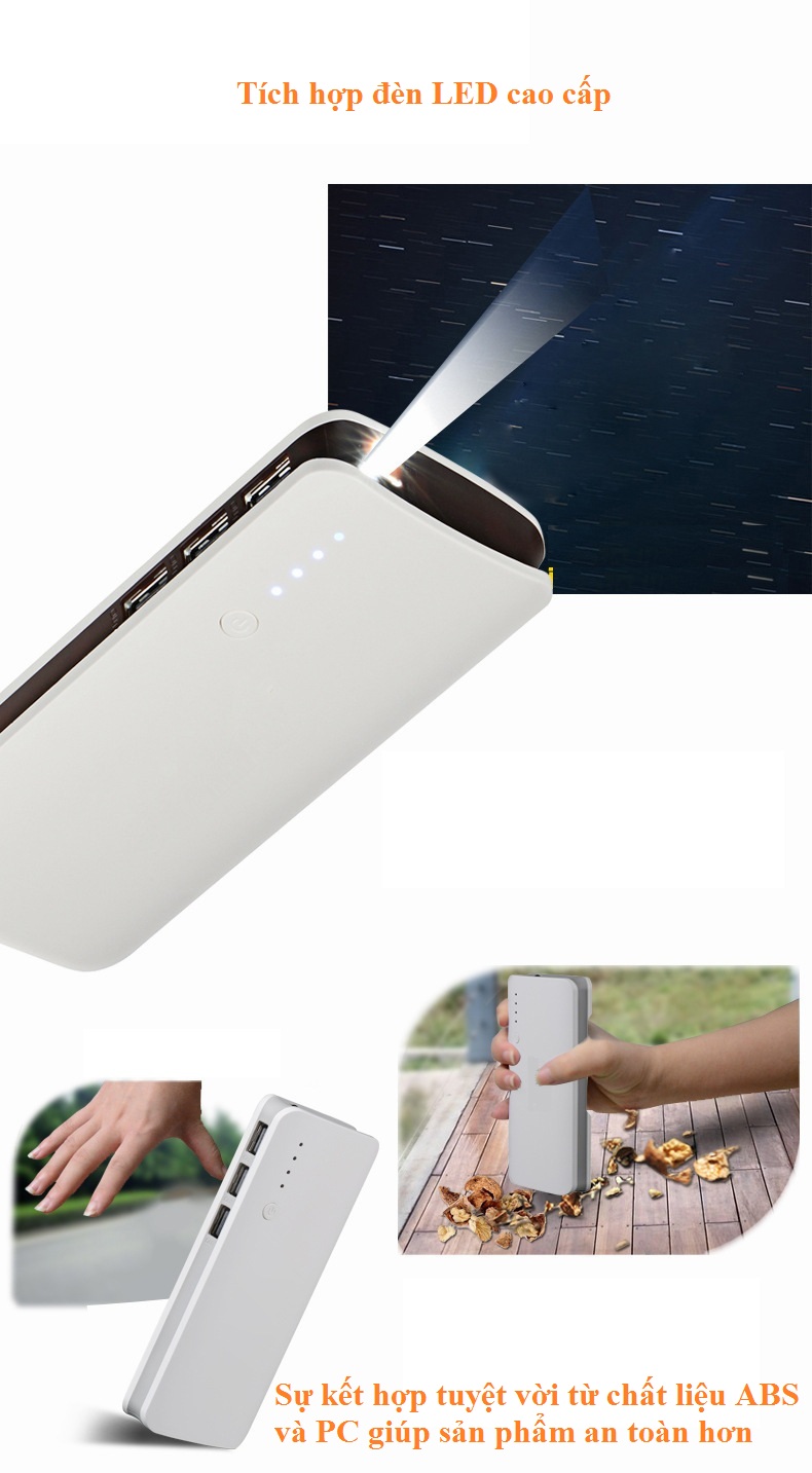 Sạc Dự phòng 10,000 Mah 2.1A Nhanh Đầy 3 Cổng