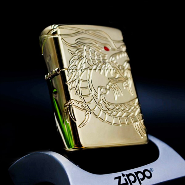 Bật Lửa Zippo 29265 - Armor Red Eyed Dragon 360 Degree Engraving Gold Plate