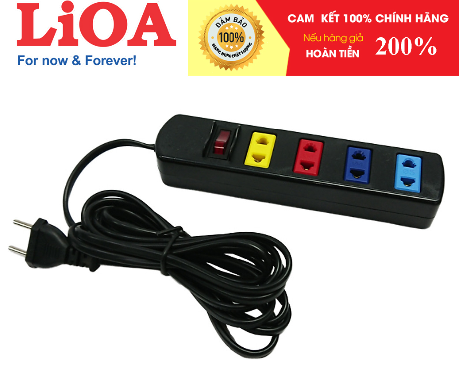 Ổ Cắm Điện 4S Dây 3m x 2 Lioa 4S3
