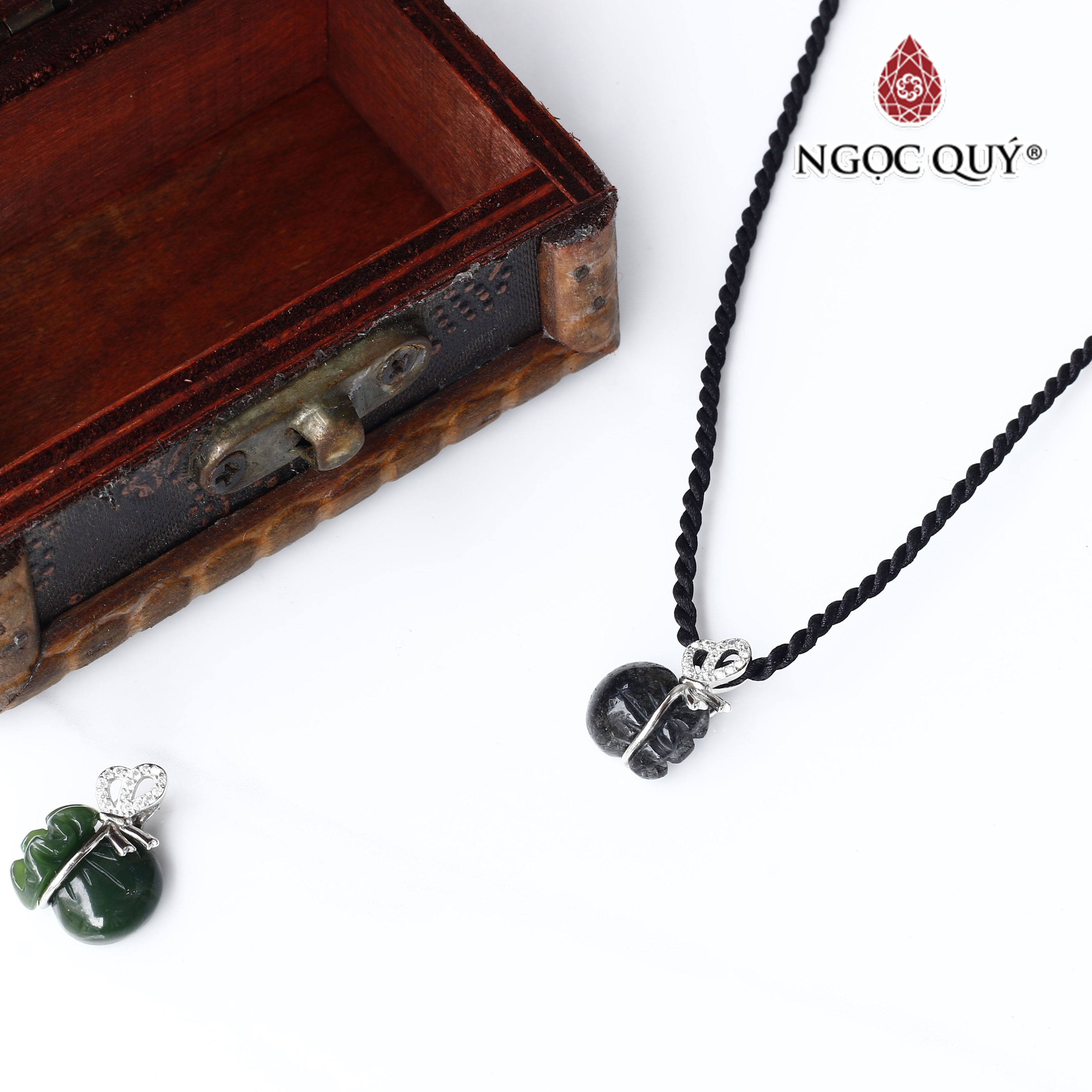 Mặt dây chuyền túi tiền đá thiên nhiên khoen bạc - Ngọc Quý Gemstones