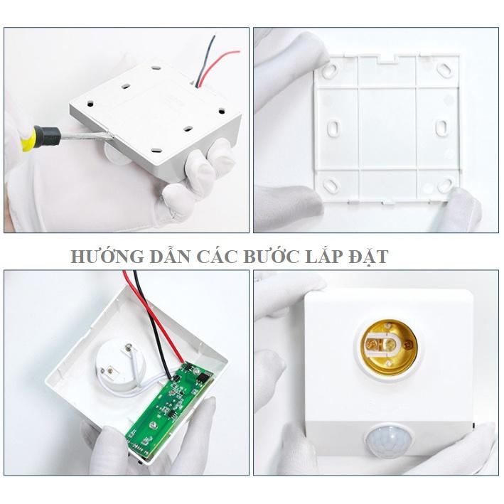 Đui đèn cảm biến chuyển động hồng ngoại cảm ứng cơ thể con người chất liệu PC cao cấp thích hợp với mọi loại đèn đuôiE27