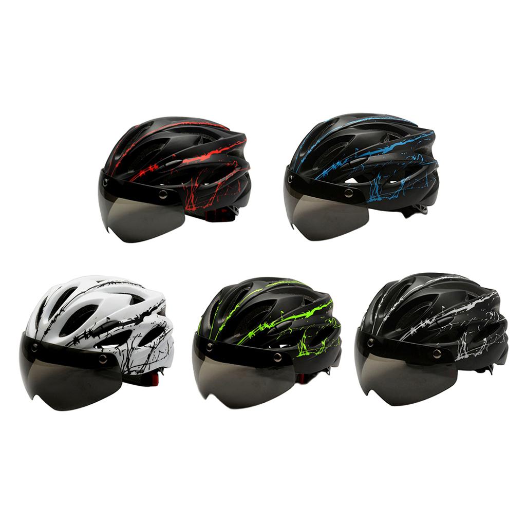 Adult Bike Helmet Women Men Bicycle Helmet with Magnetic Goggles Black Red