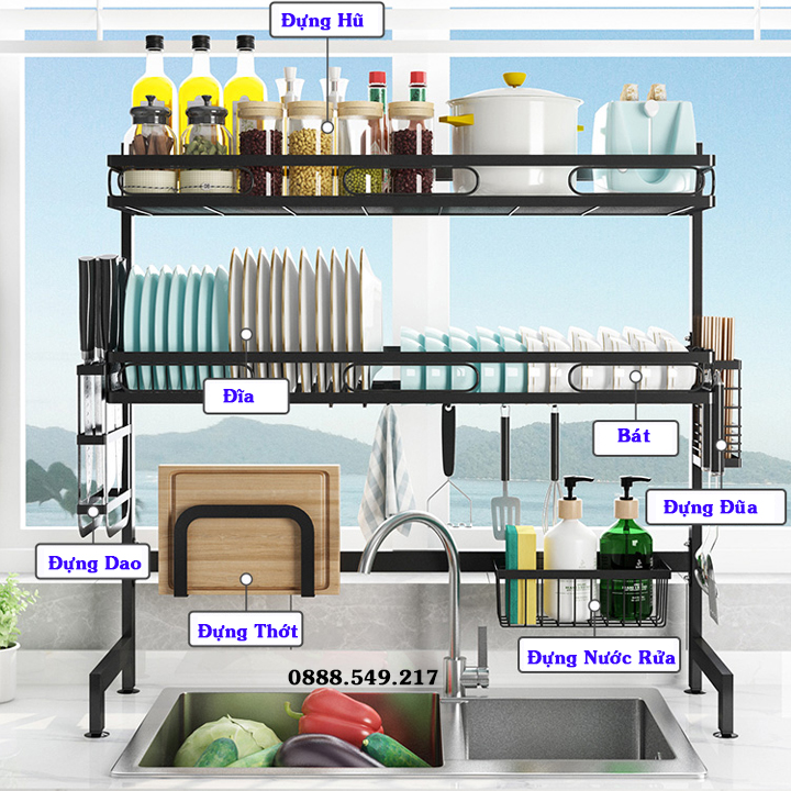 Kệ Đựng Bát Đĩa Trên Bồn Rửa Bát Cao Cấp Đa Năng Loại 2 Tầng Kệ Để Chén Đĩa Trên Bồn Rửa Bát