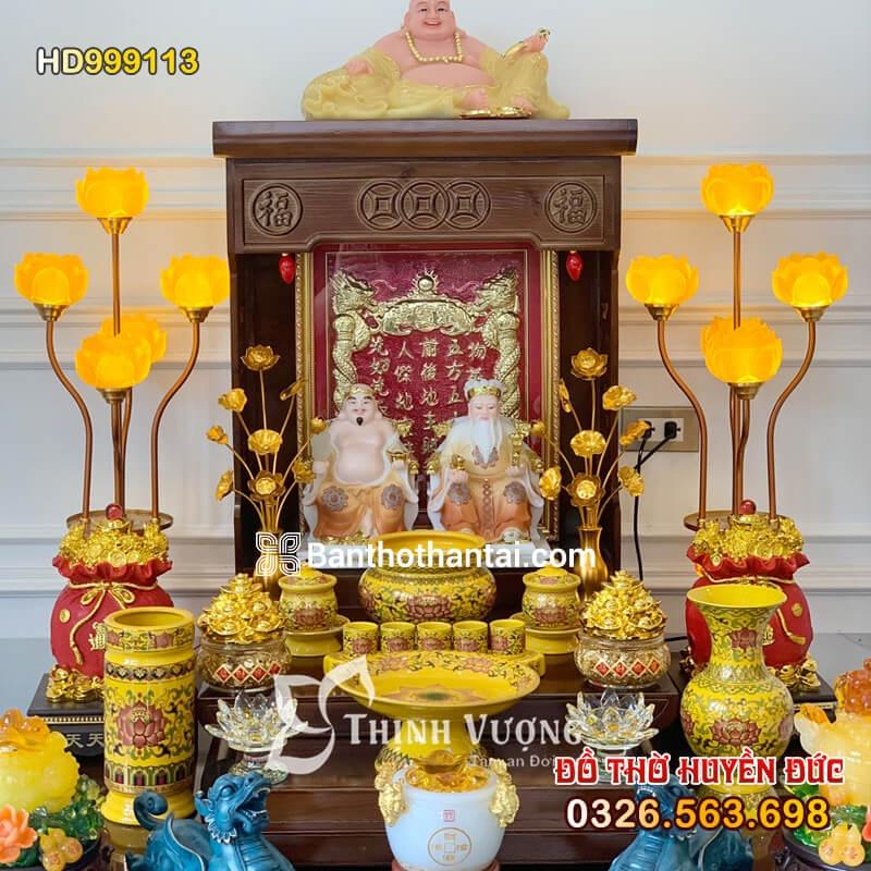 Bộ bàn thờ Thần Tài Hiện đại Sứ gấm vàng HD999113