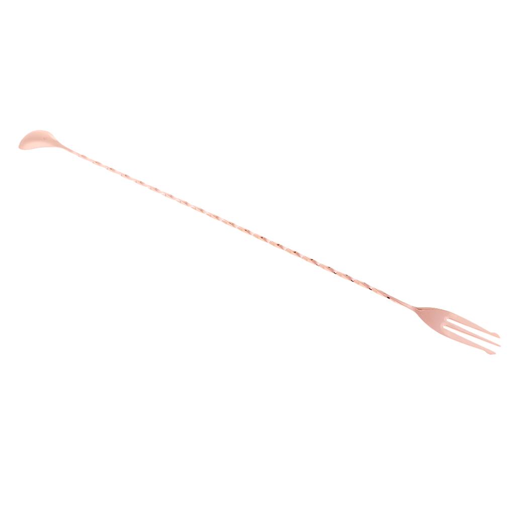 Stainless Steel Bar Cocktail Spoon Long Fine Thread Handle Mixing Spoon with Fork