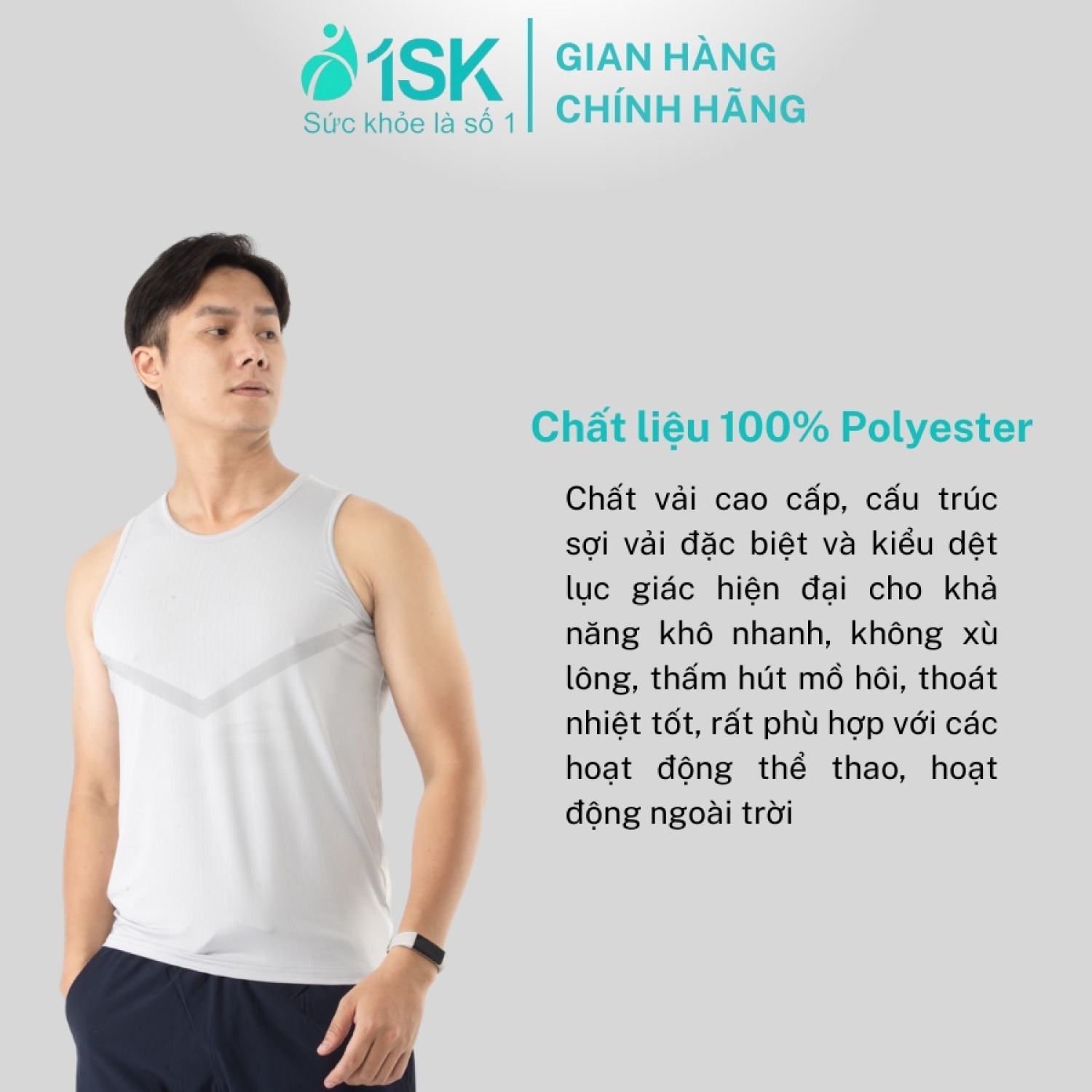 Áo tanktop thể thao nam 1SK Comfort Running áo ba lỗ mềm mại thoáng mát co giãn tốt