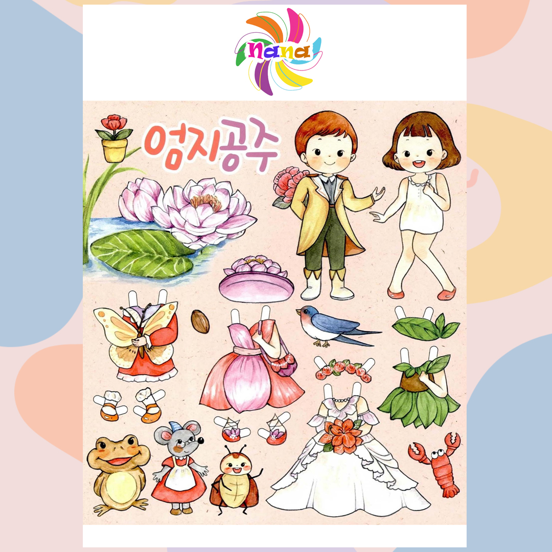 Búp bê giấy (paper doll) thay đồ công chúa Chibi phong cách Hàn Quốc cho bé Combo 7 hình siêu đáng yêu BBG0019