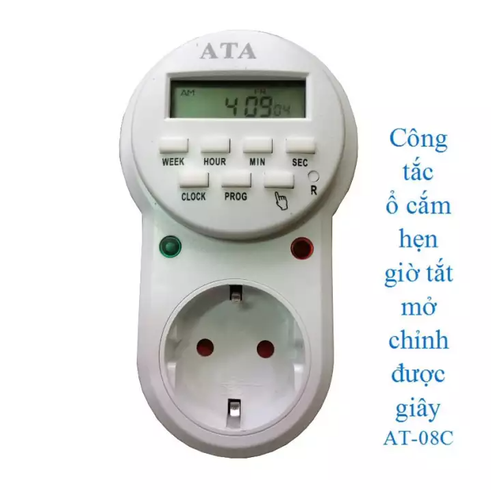 Ổ cắm hẹn giờ ATA AT-08C dạng kỹ thuật số - Hàng chính hãng