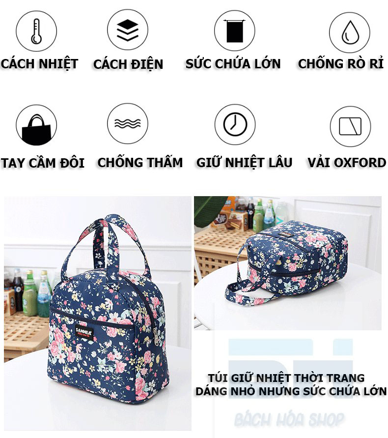 SANNEA - CAO CẤP - Túi đựng cơm giữ nhiệt, túi đựng bình sữa, dã ngoại - Vải Oxford D600 chống nước TH75