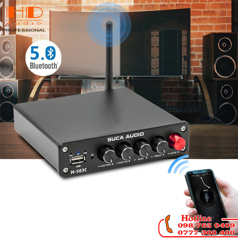 Amply Suca audio M-503C 50W×2+100W Bluetooth 5.0 - Hỗ Trợ USB+ Bluetooth - Hàng Chính Hãng