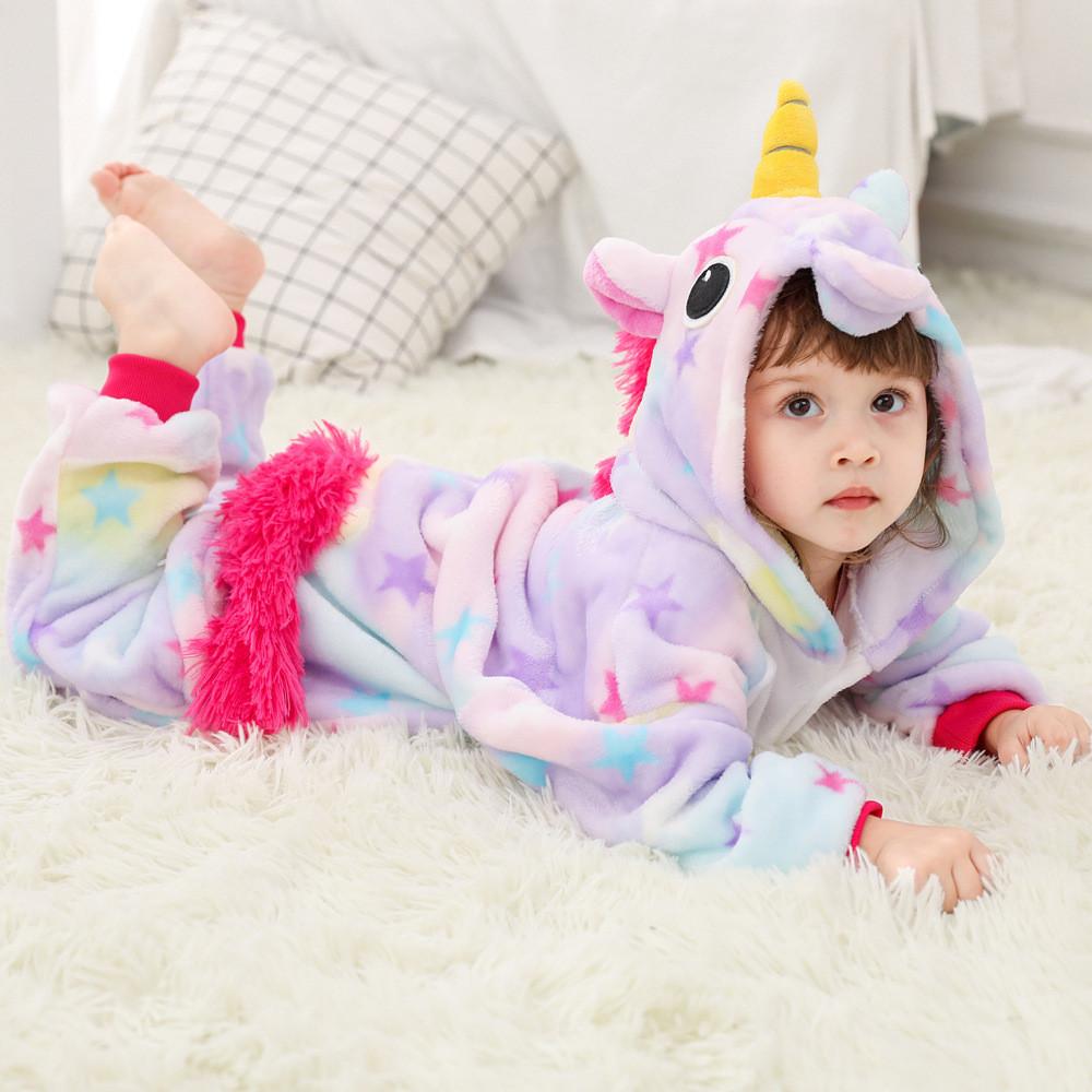 Bộ đồ ngủ hình thú kỳ lân sao bảy sắc 1947 liền thân lông mịn Pijama Động Vật Hoạt Hình cho trẻ em người lớn Cosplay