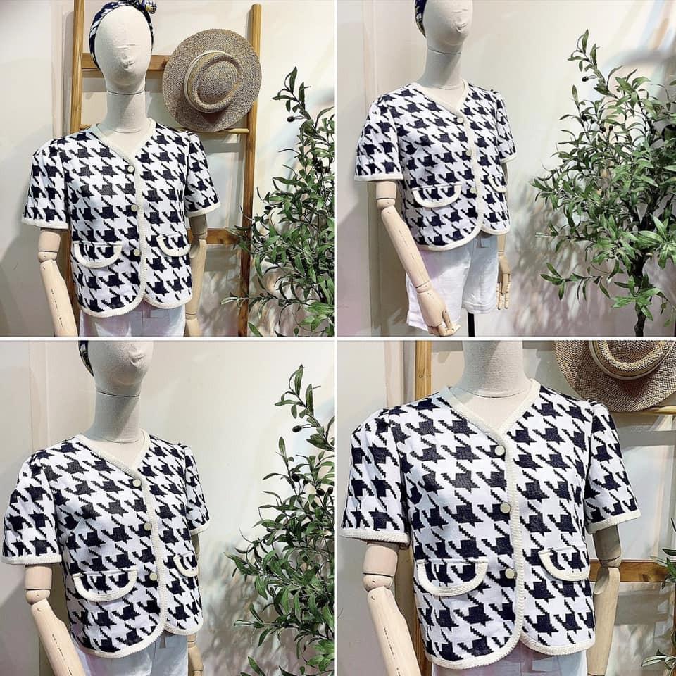 Áo tweed retro ziczac lớn