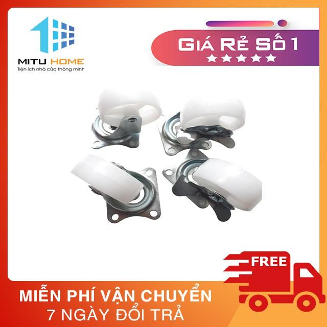 Bánh xe đẩy hàng, Bộ 4 bánh xe nhựa trắng 4cm XOAY 360° - Dùng để hỗ trợ vận chuyển rất hiệu quả