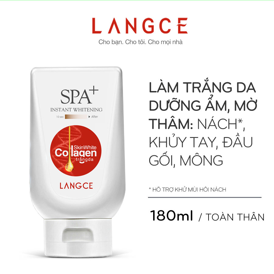 Collagen Trắng Da Spa+ Chống Nắng Giữ Ẩm - Làm Đều Sắc Da 180ml TẶNG Kem Làm Rụng Lông Trắng Da 20ml LANGCE