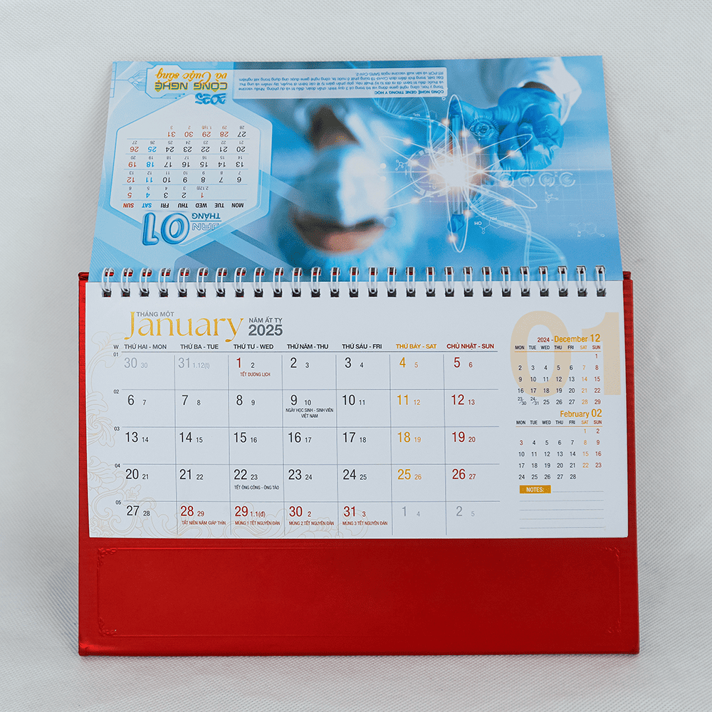 Lịch Để Bàn 2025 Có Lịch Âm Và Ghi Chú Phong Cách Đơn Giản Decor Văn Phòng