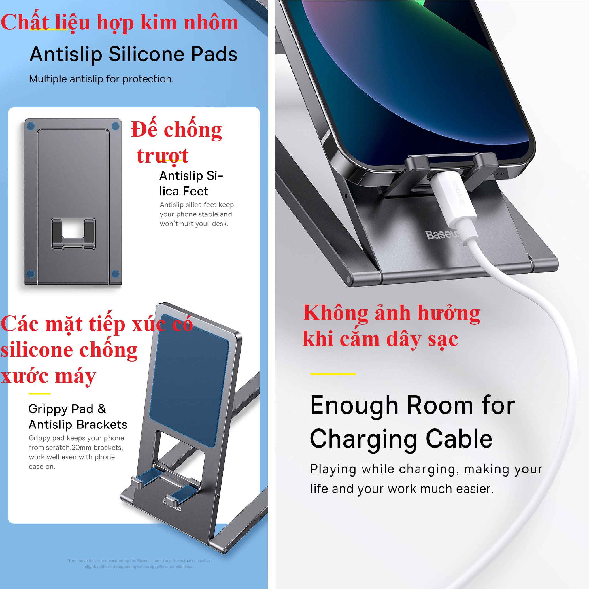 Giá đỡ máy tính bảng điện thoại để bàn hợp kim nhôm siêu mỏng xếp gọn Baseus Foldable Metal _ hàng chính hãng