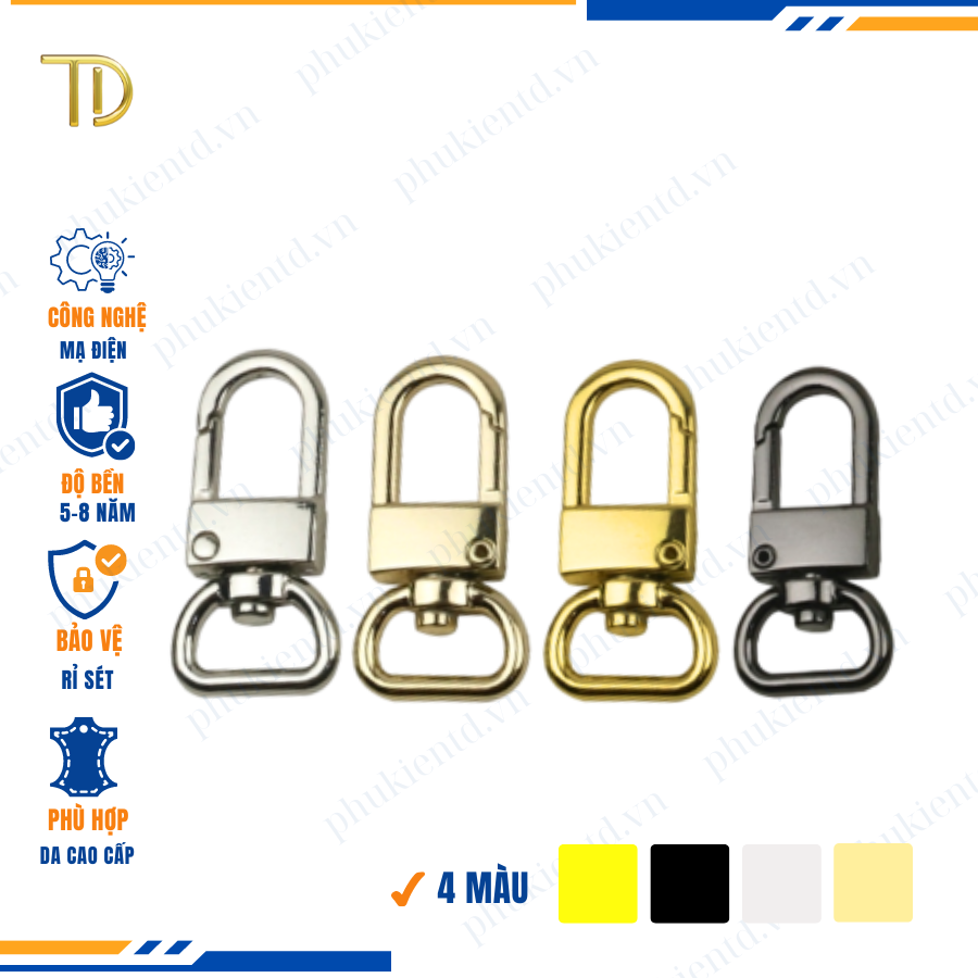 Móc càng cua túi xách,móc khóa càng cua túi xách,móc chó túi xách 16mm Mạ điện bền 5-8 năm