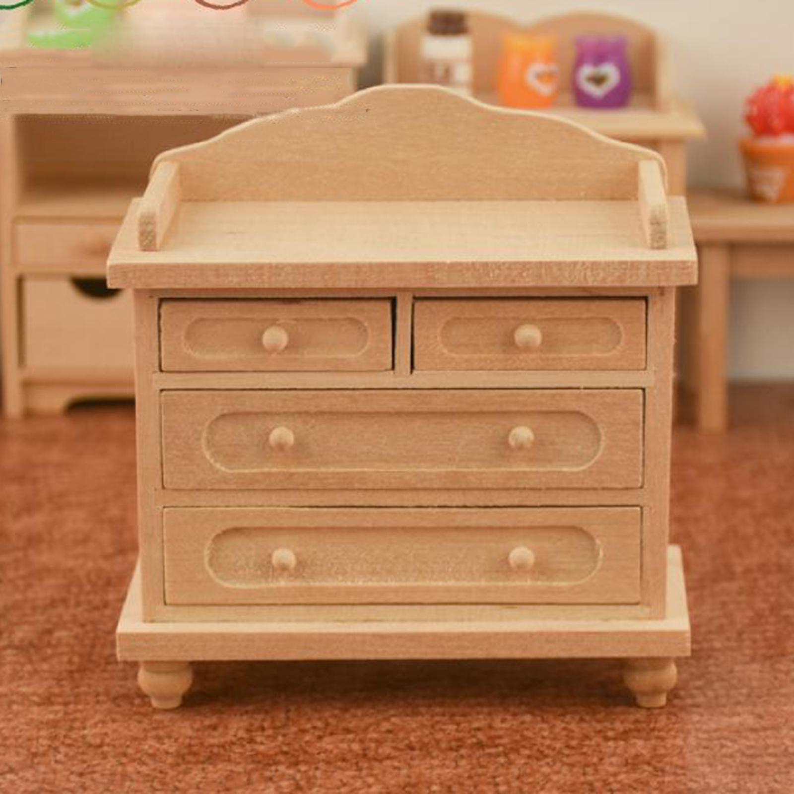 1/12 Dolls House Modern Handmade Wood Nightstand Cabinet Furniture Accessory