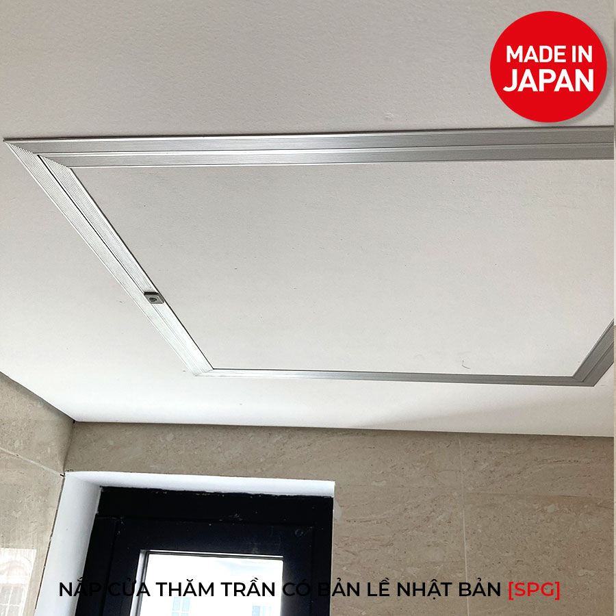 Nắp cửa thăm trần thạch cao 60x60cm SPG-68360 - Nhật Bản, Khung nhôm có bản lề mở thả xuống, sơn tĩnh điện màu Trắng.