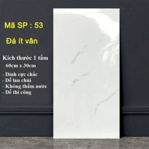 Bộ 10 Tấm Xốp Dán Tường 3D PVC Đá Trắng Ít Vân 60x30cm Keo Sẵn Dày 2,5mm Cao Cấp, Sang Trọng