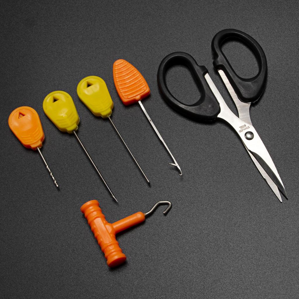 1 Set Multifunctional Stainless Steel Fishing Bait Needles Scissors Anti Slip Hook Knot Puller Baiting Rigging Tools