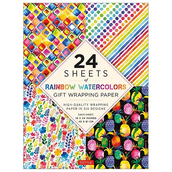 Rainbow Watercolors Gift Wrapping Paper - 24 Sheets: 18 x 24&quot; (45 x 61 cm) Wrapping Paper