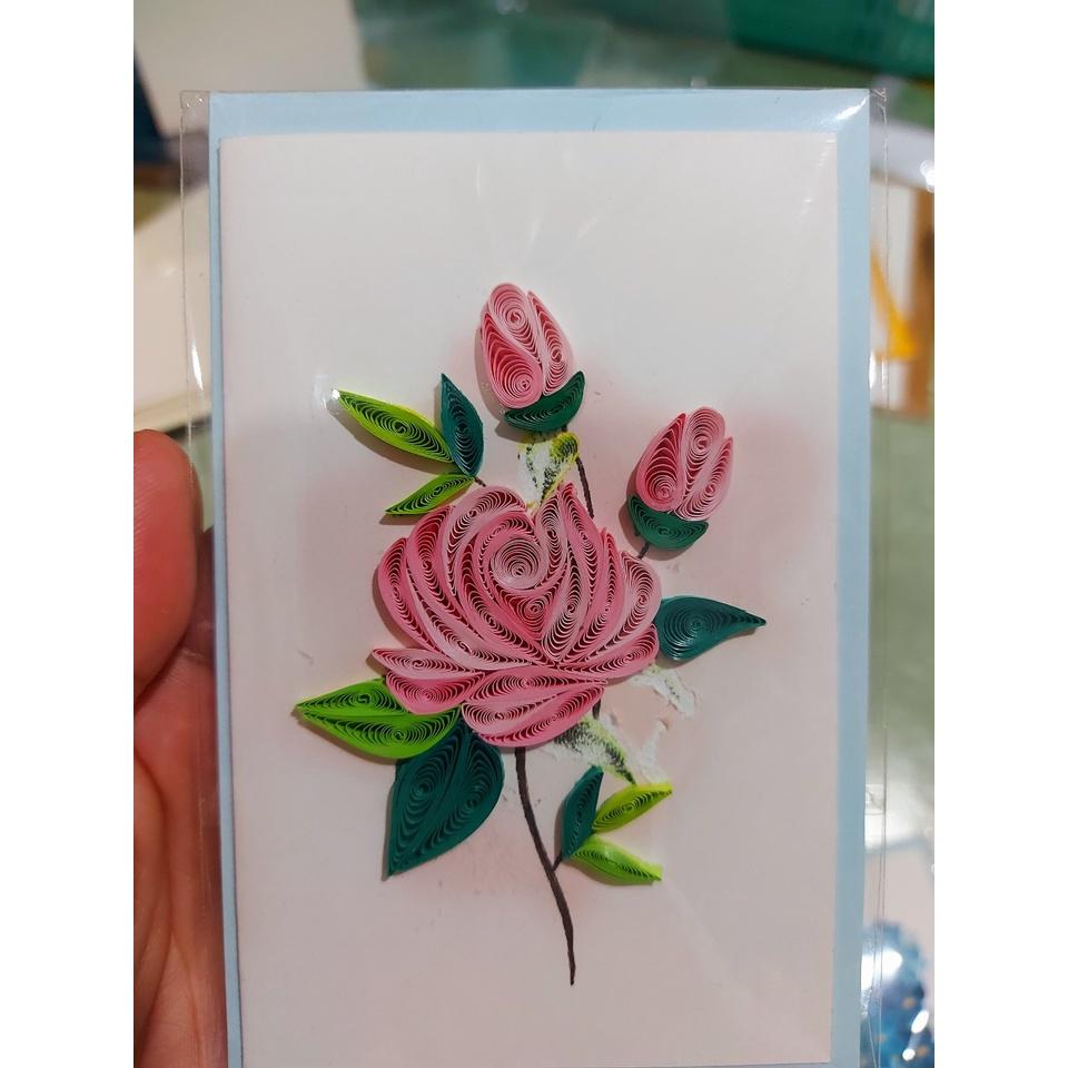 Thiệp Quilling giấy xoắn Handmade, hoa kích thước 8cmx12cm