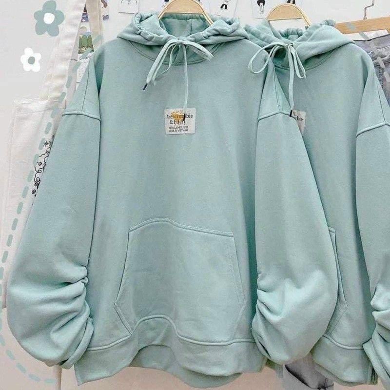 Áo khoác hoodie nỉ nữ form rộng tay phồng nón to chùm đầu_Áo khoác chui đầu unisex in logo nhiều màu thời trang thu đông