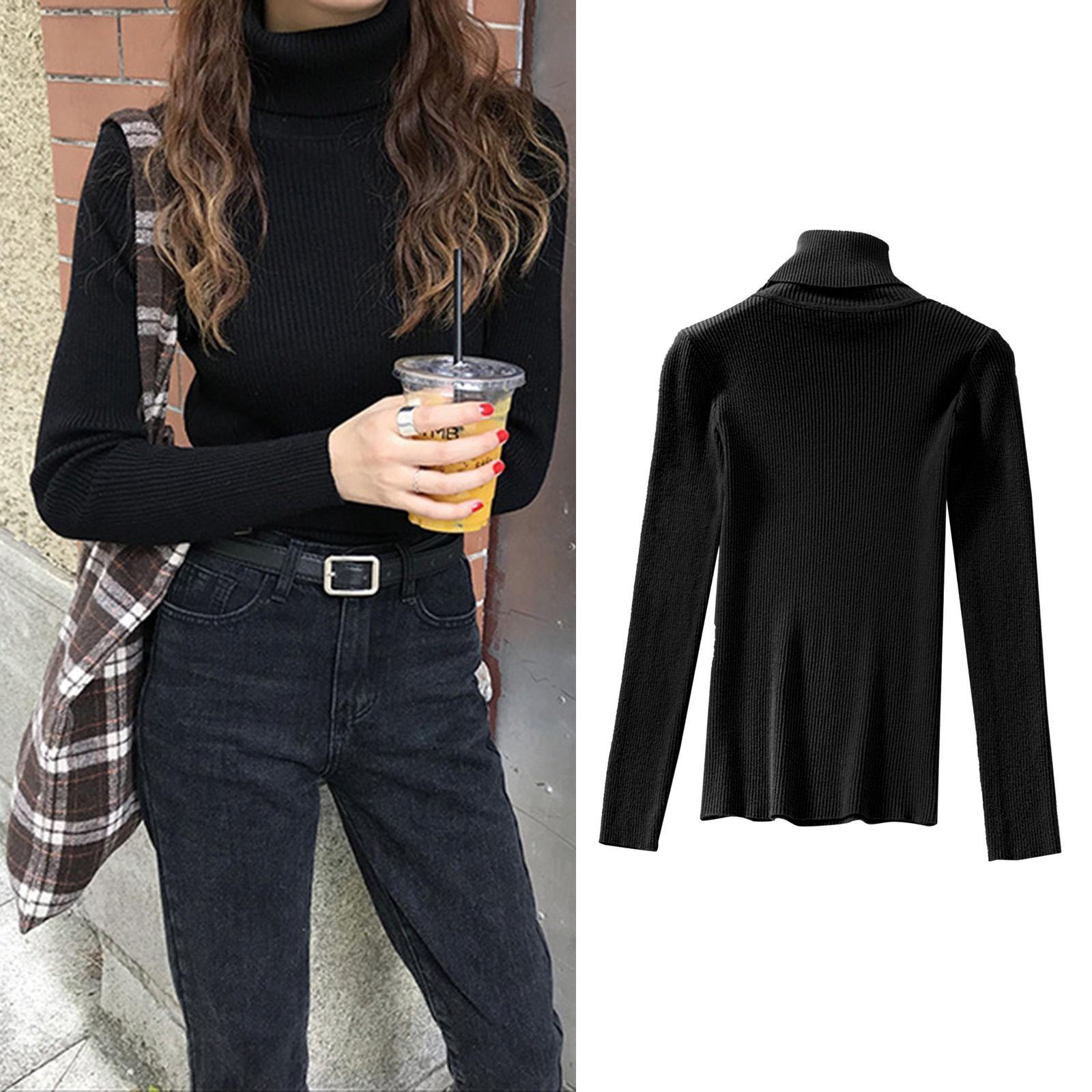 Lady Turtleneck Knit Sweater Long Sleeves  Slim Sweater for Women