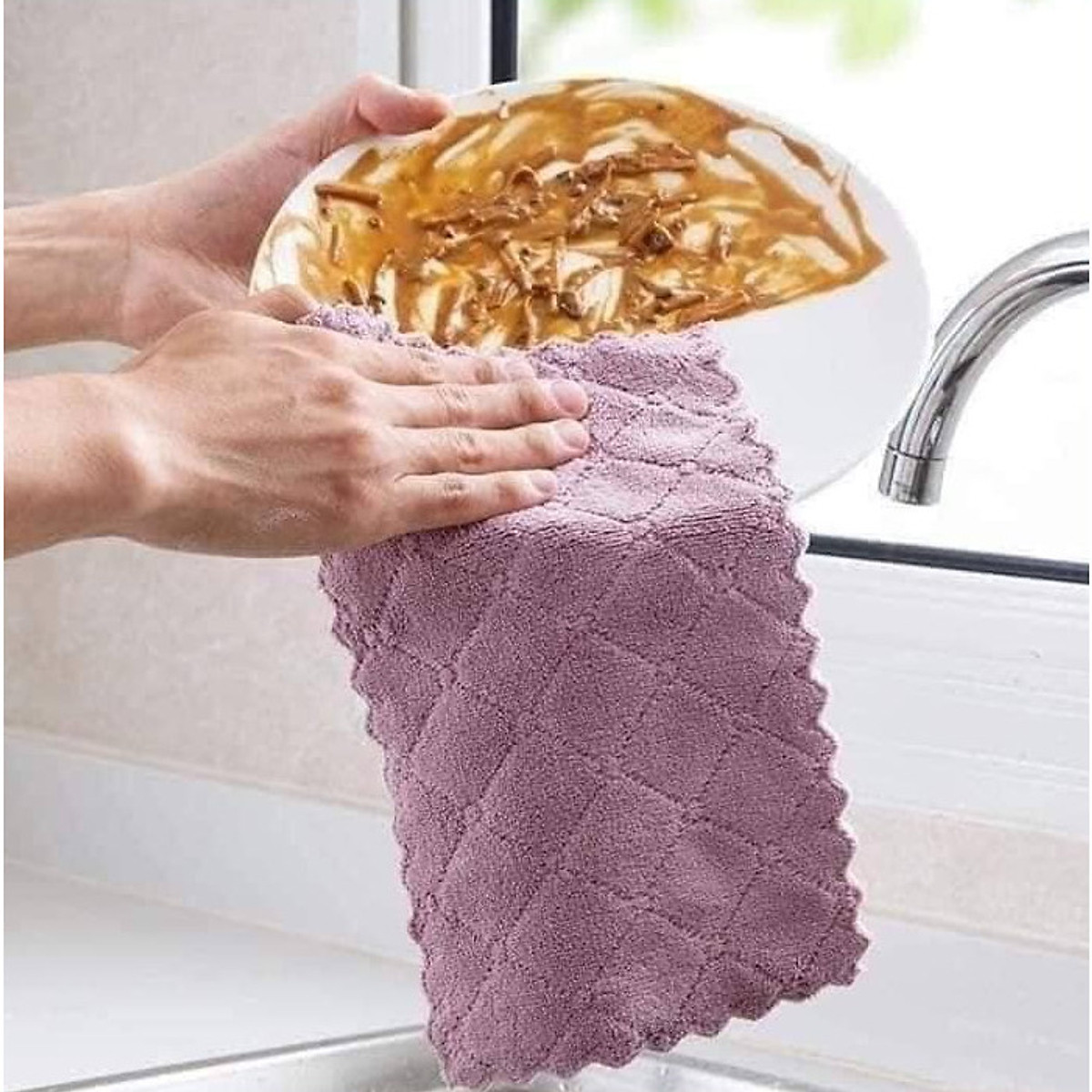 Khăn Lau Nhà Bếp Đa Năng 2 Mặt Xuất Nhật - Vệ Sinh Nhà Cửa - Vải Sợi Microfiber Không Phai Màu Rụng Sợi Nhanh Khô- Hàng Chính Hãng MINIIN