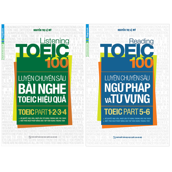 Combo Listening Toeic 100 - Luyện Chuyên Sâu Bài Nghe Toeic Hiệu Quả (Toeic Part 1-2-3-4)+Reading TOEIC 100 - Luyện Chuyên Sâu Ngữ Pháp Và Từ Vựng TOEIC Part 5 6