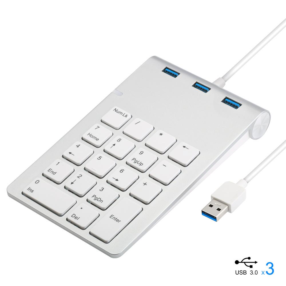 Bàn phím kỹ thuật số USB di động, bàn phím kỹ thuật số bên ngoài với 3 cổng USB 2.0 cho IMAC,  Air,  Pro, , Mac mini, PC và máy tính di động