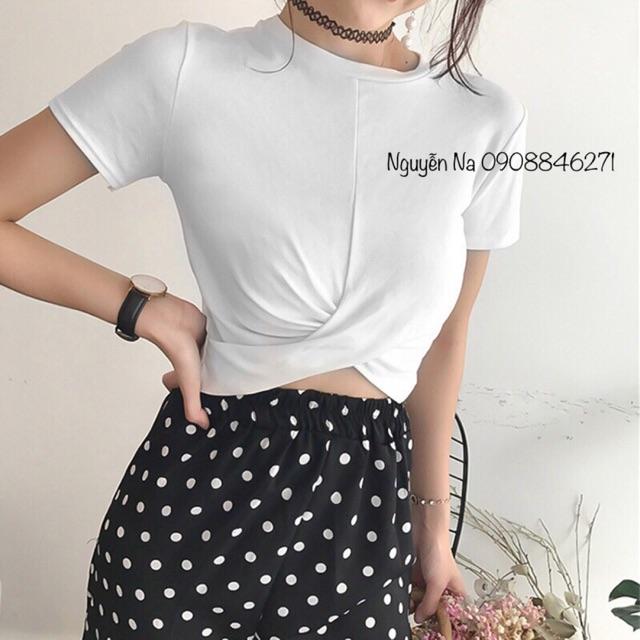 ÁO THUN CROPTOP XOẮN EO