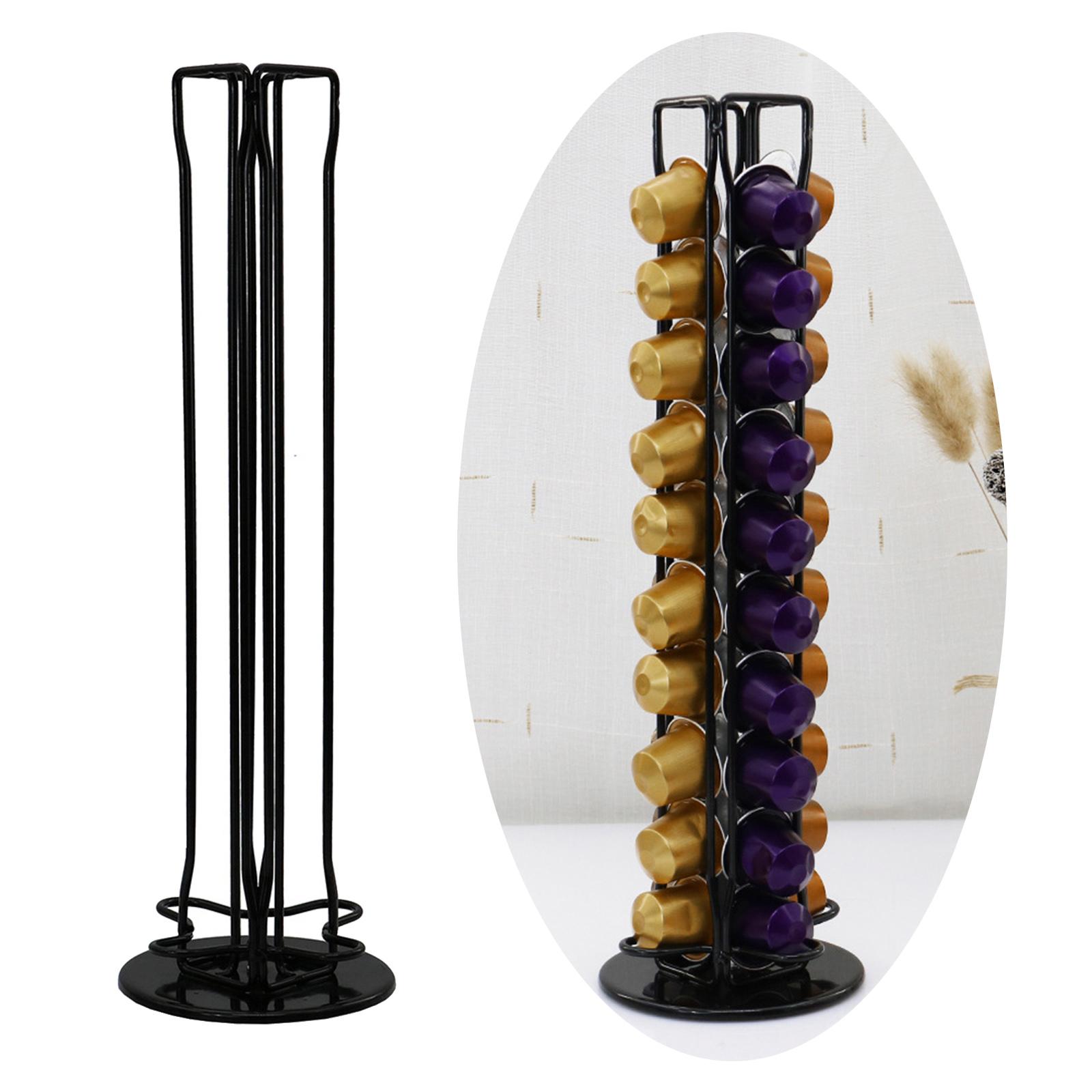 Iron Wire Coffee Pod Capsule Holder Rack Tower Storage Fits  for Counter Cafe Home Shop Can Hold 40 Capsules