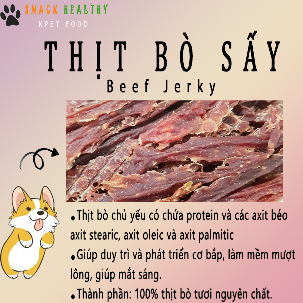 BÁNH THƯỞNG CHO CHÓ - Bò Sấy - Health Jerky Beef - Made in Korea - 100g