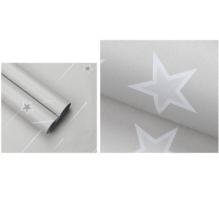 Combo 10 mét giấy dán tường, decal dán tường trang trí nhà cửa SAO BĂNG XANH NHẠT khổ 45cm