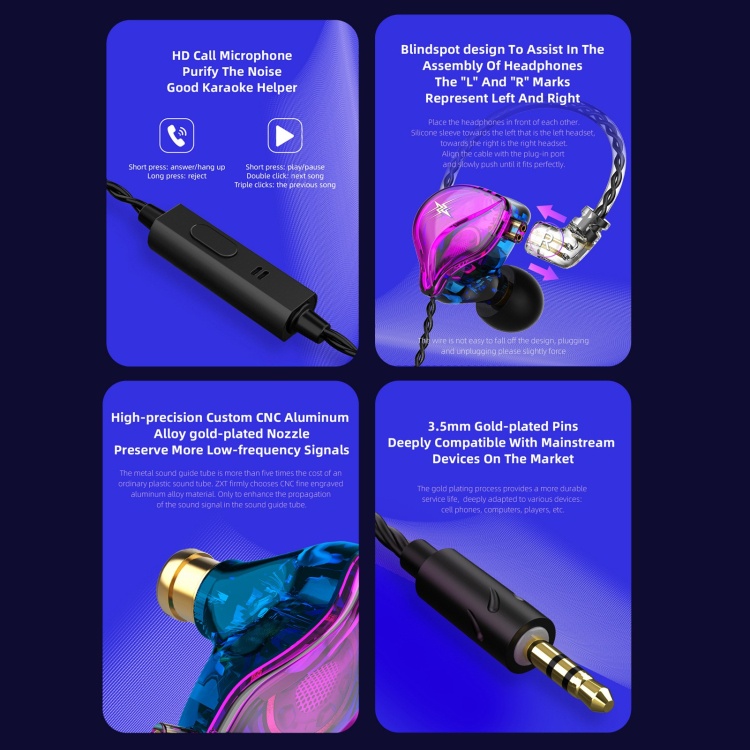 Tai Nghe Nhét Tai QKZ ZXT Pro Ver.2023 Âm Thanh Đỉnh Cao Singer Headphones ( Tai Nghe Có Dây Mic Đàm Thoại Nghe Nhạc Hàng Chính Hãng )