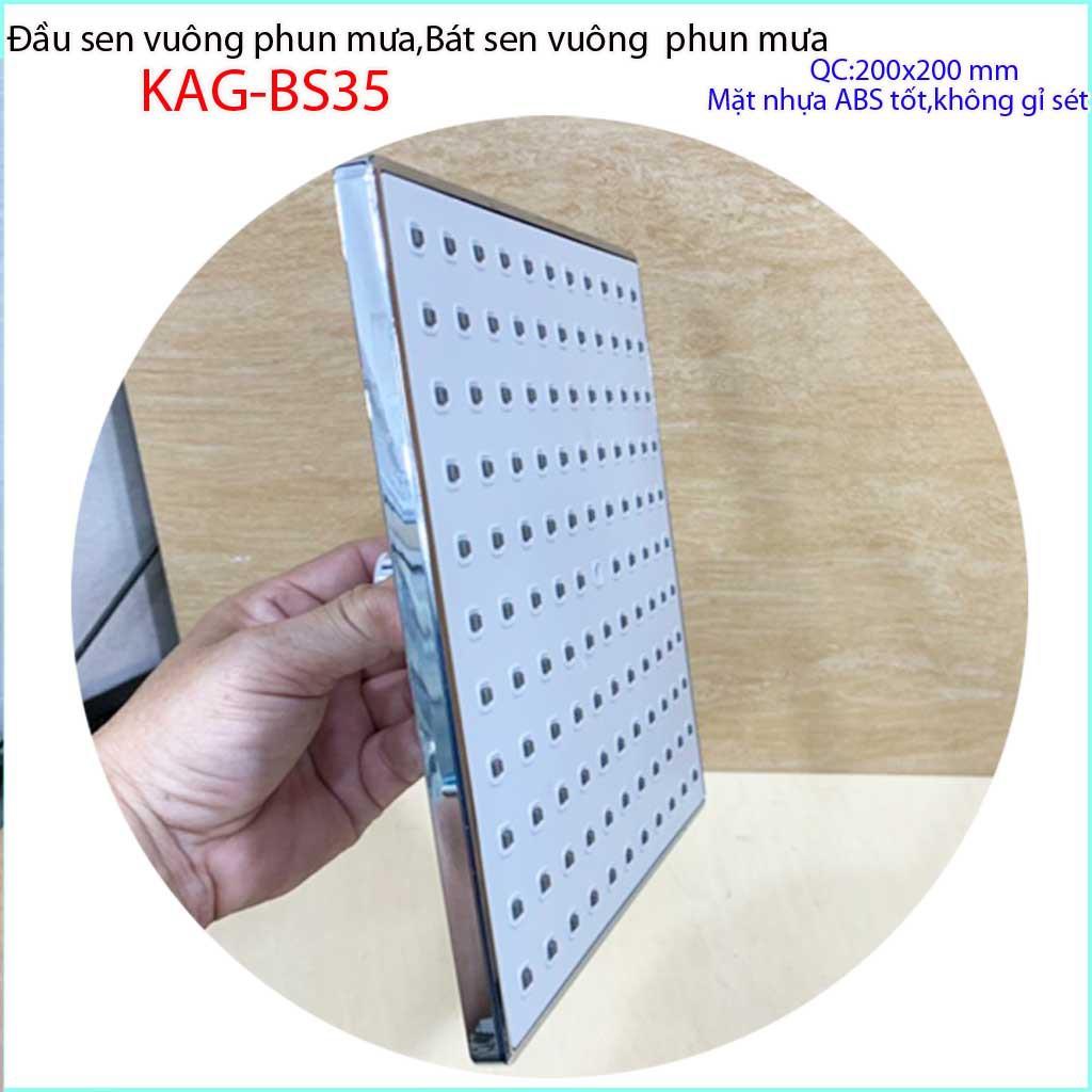 Bát sen tắm đứng KAG-BS40 , Bát sen tắm phun mưa vuông 20x20 cm, Đầu sen phun mưa tia nước nhiều phun nước tốt