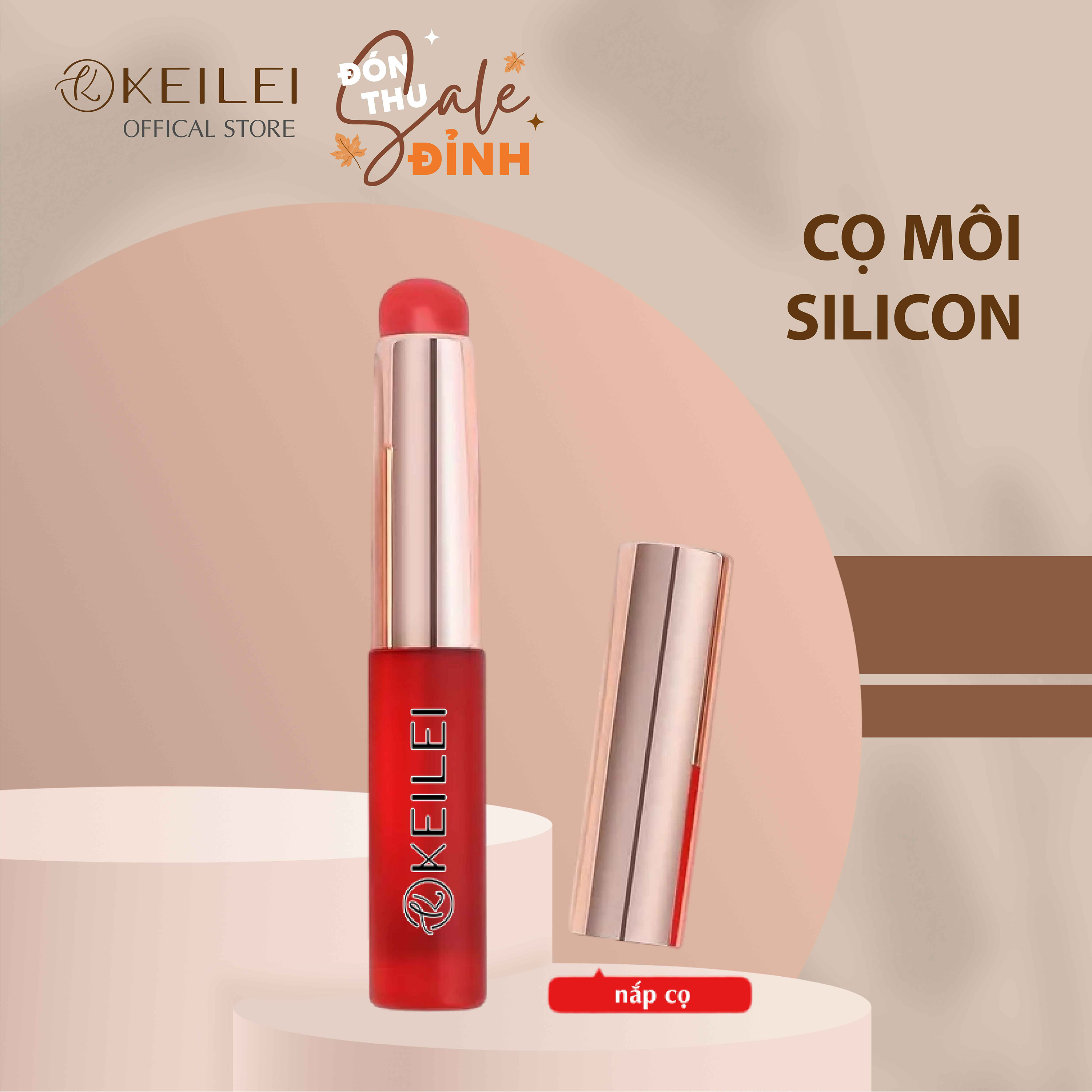Cọ Trang Điểm Môi Đầu Silicon Thương Hiệu Keilei - Cho Màu Tự Nhiên &amp; Không Nhòe &amp; Gọn Nhẹ Tiện Dụng