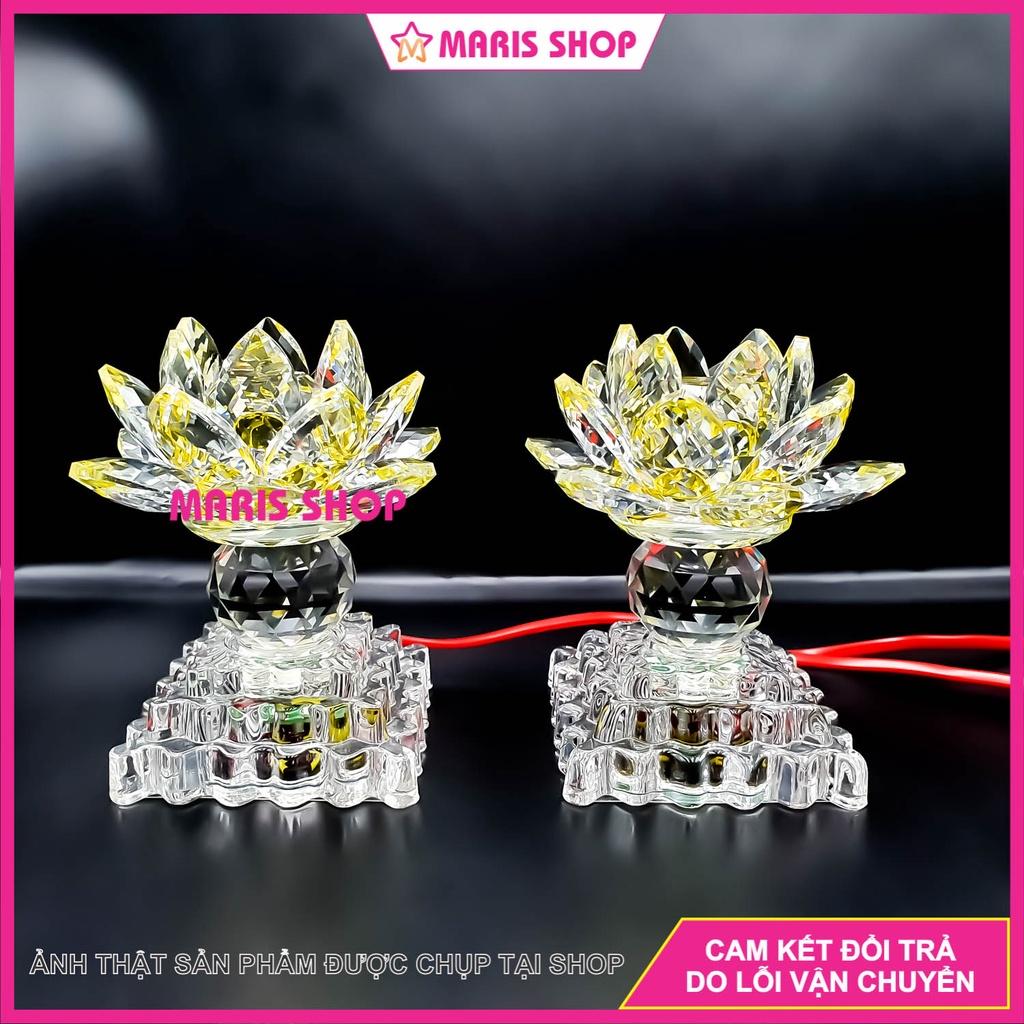 Đèn Hoa Sen PHA LÊ Nguyên Khối LED Đổi Màu Để Bàn Thờ Phật, Bàn Thờ Gia Tiên,Đèn Thờ Đẹp