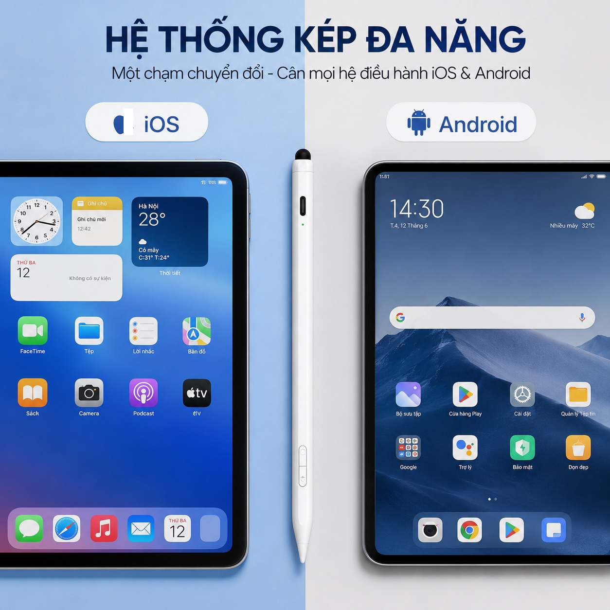Bút cảm ứng đa năng cho iPhone iPad Androids hỗ trợ tì tay không độ trễ WIWU Pencil S-04 - Cảm ứng lực nghiêng cao cấp, Hệ Thống Kép iOS Android, Magnetic | Pixel Perfect | Sạc Type-C - Hàng nhập khẩu