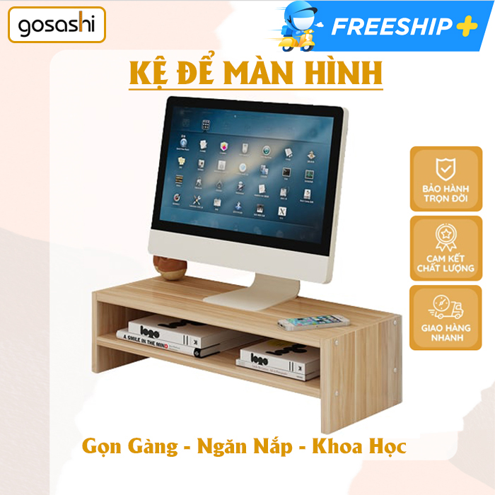 Kệ Đỡ Màn Hình Gỗ MDF, Tăng Chiều Cao Máy Tính Bảo Vệ Mắt Và Lưng, Giúp Khu Làm Việc Gọn Gàng, Dễ Lắp Đặt Thương Hiệu Gosashi-KGDMHMT2T